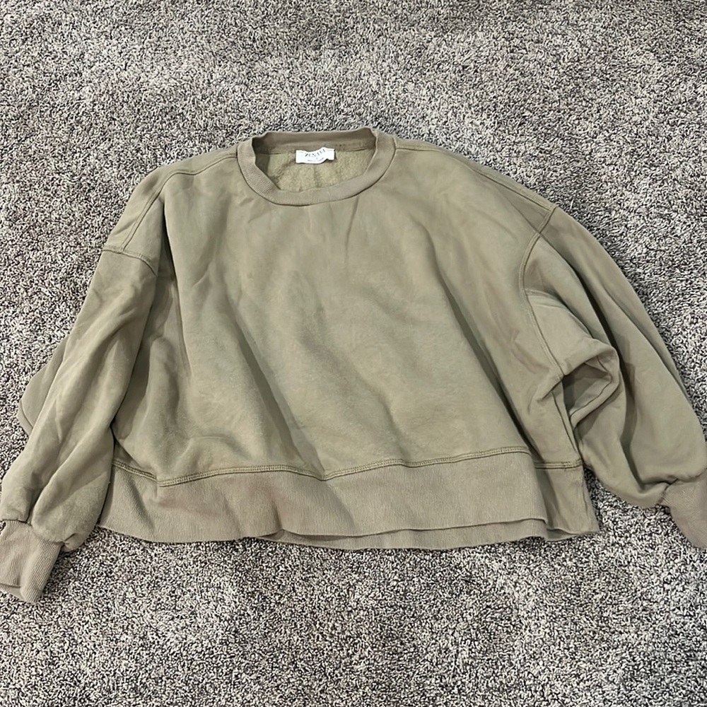 oversized midi cropped green sweater super soft and comfy size small from zenana